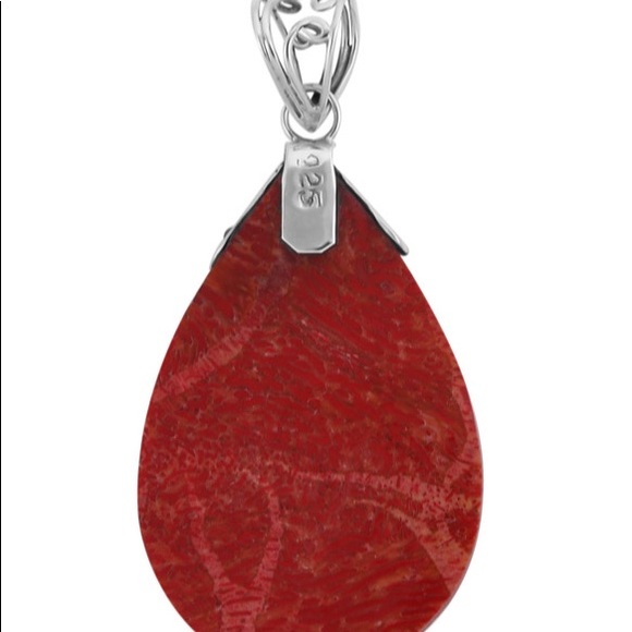 Sponge Coral Teardrop Pendant in Sterling Silver - Picture 2 of 9